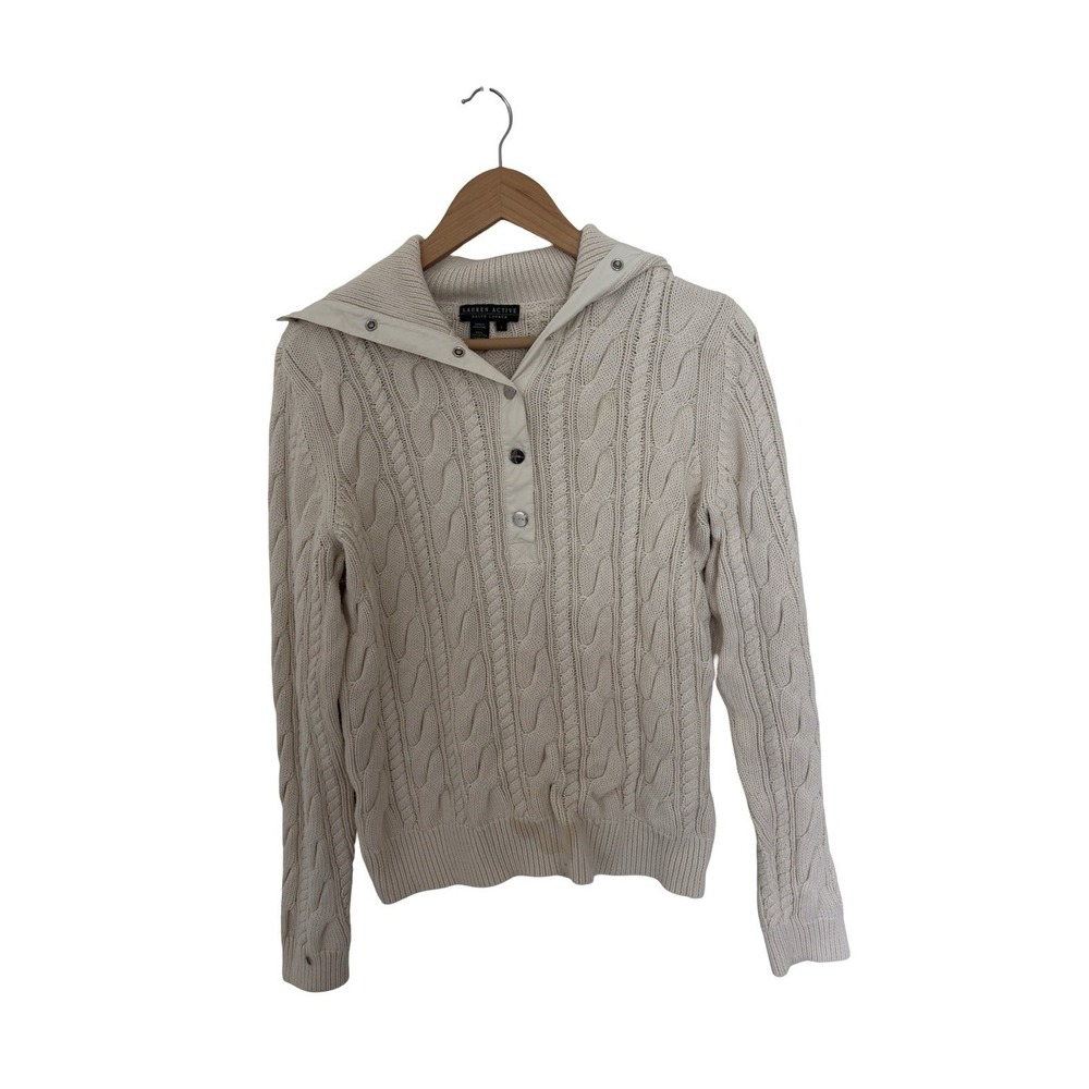 RALPH LAUREN Active Ivory Cable Knit Beach Yacht Boat large Sailor Sweater